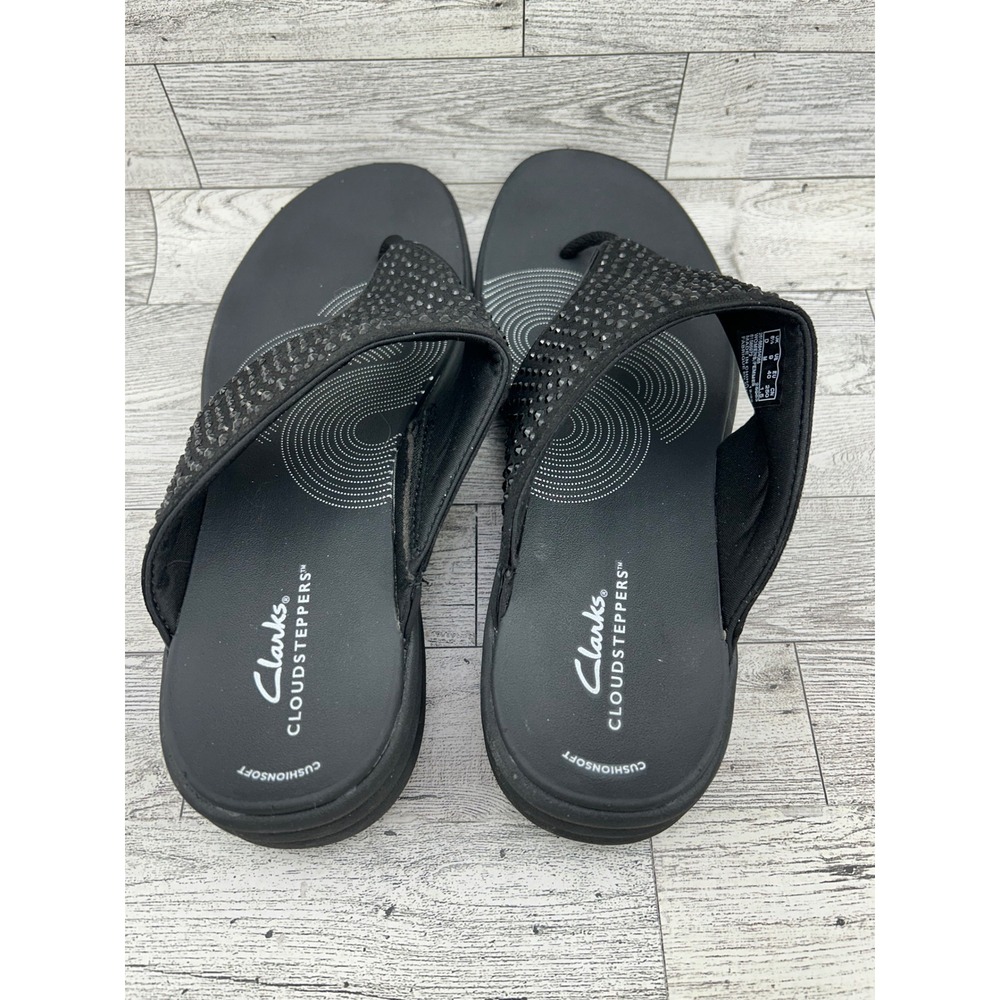Clarks Black Embellished Thong Sandals - Picture 13 of 14